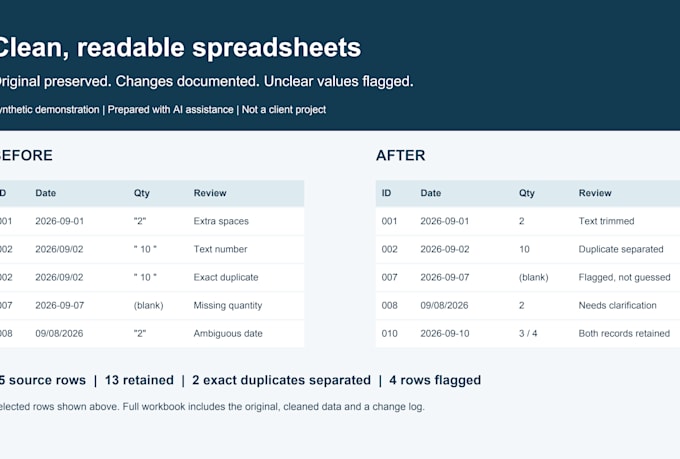 clean and format your excel or CSV spreadsheet