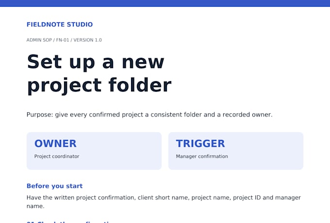 turn your process notes into a clear sop and checklist