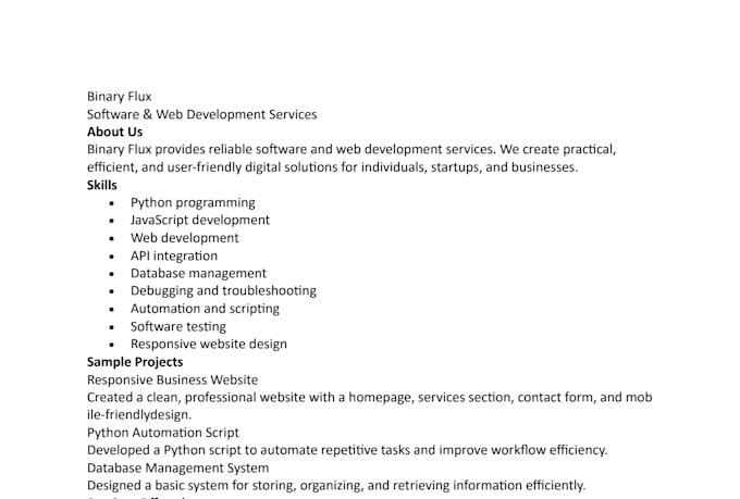 provide software, web and tech solution services