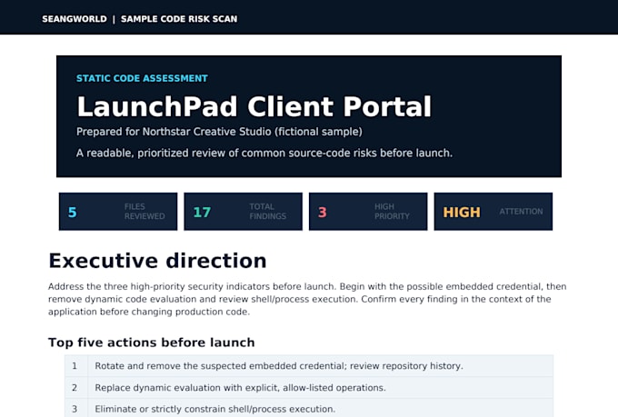 perform a static code risk scan for your web application