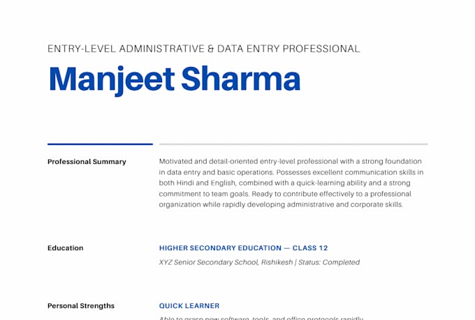 write an ats professional resume for beginners and students