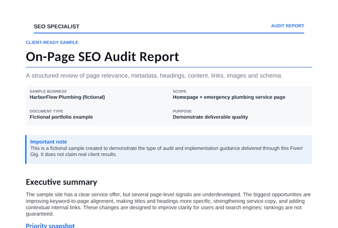 do complete on page SEO and website optimization