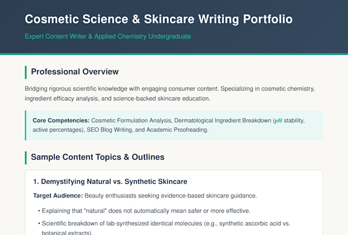write professional skincare and cosmetic articles