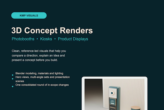 create a 3d photobooth, kiosk or product render in blender