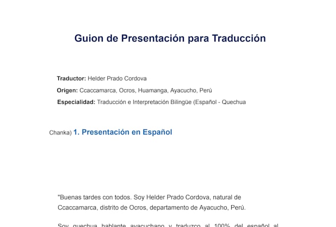 traduzco de español a quechua y viceversa