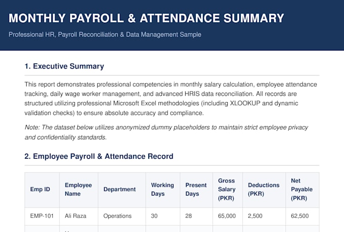 do payroll processing HR administration and excel data entry