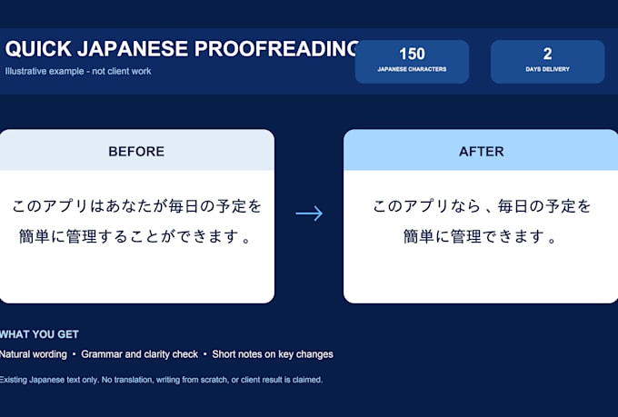 proofread short japanese text naturally