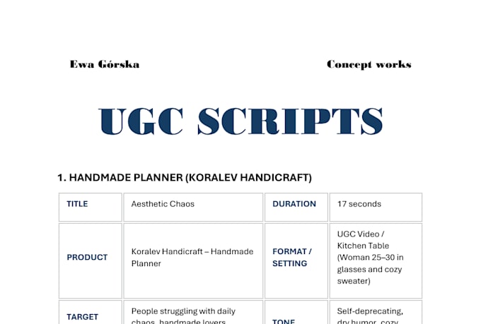write ugc video scripts for tiktok, instagram and meta ads