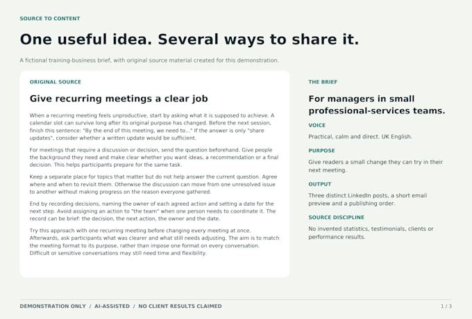 turn your article or webinar transcript into linkedin posts