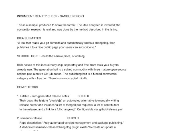 check which competitors already ship your software idea, with doc links