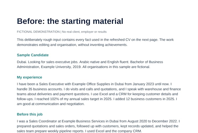 rewrite and format your sales CV or resume