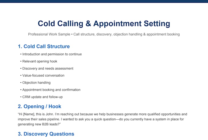 do b2b cold calling and appointment setting