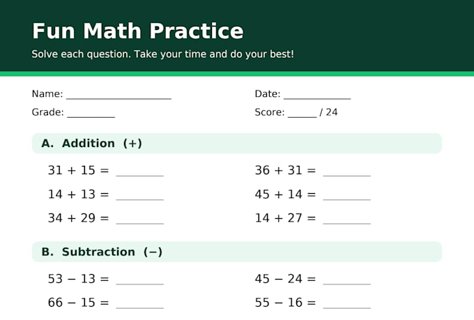 teach and help your child with basic math grades 1 to 6