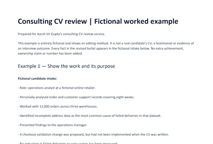 review your consulting resume or CV with actionable feedback