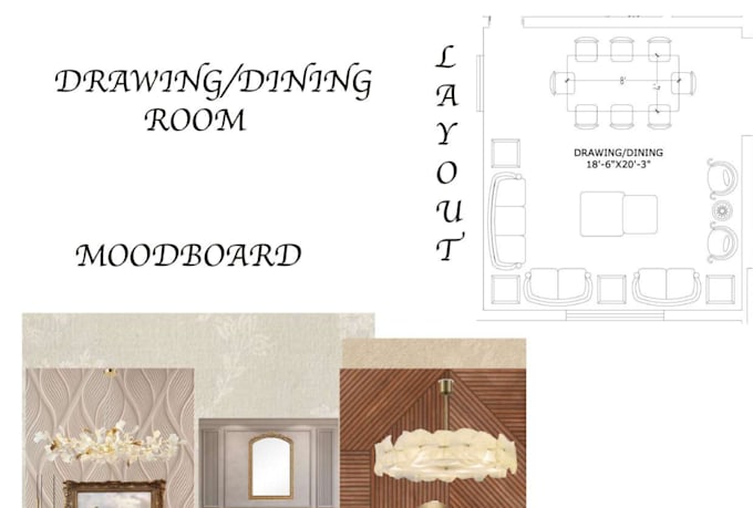 create an interior moodboard and furniture layout