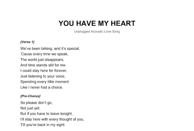 write original english or hindi song lyrics
