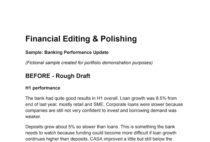proofread and copyedit financial articles and business blogs