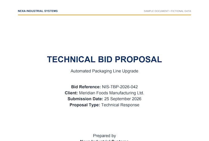 prepare a professional techno commercial proposal and bid document