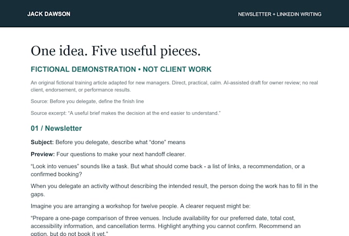 turn your training article into a newsletter and linkedin posts