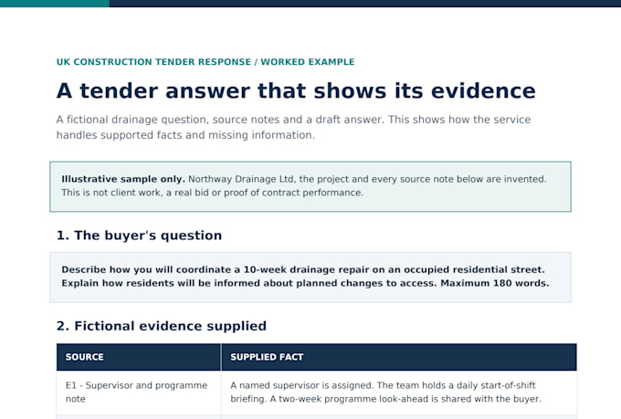 write clear UK construction tender responses
