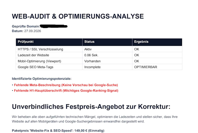 do a technical SEO audit and page speed fix report