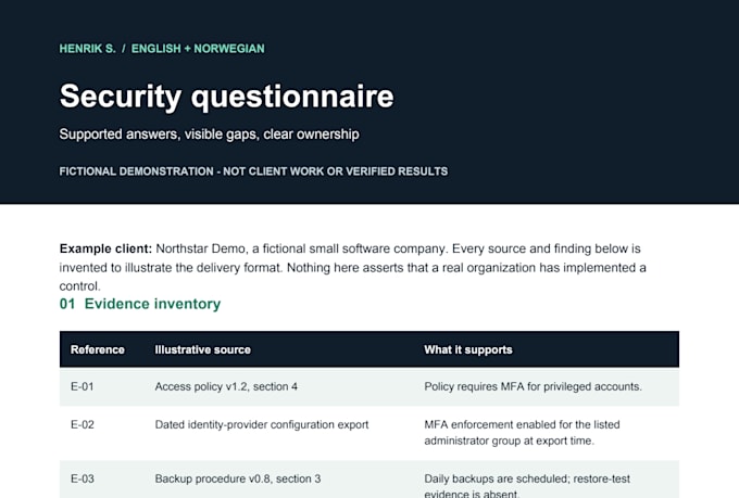 prepare evidence based security questionnaire responses