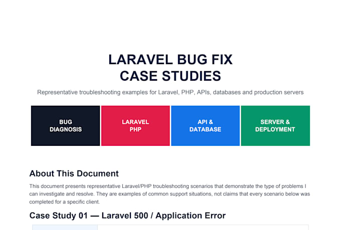 fix laravel bugs, errors, API issues and server problems quickly