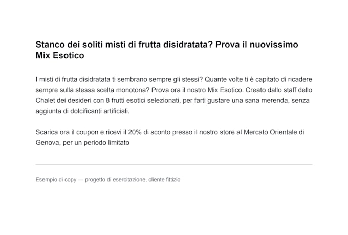 write persuasive, product descriptions in italian