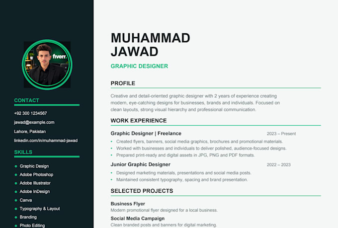 create professional, modern resume and CV