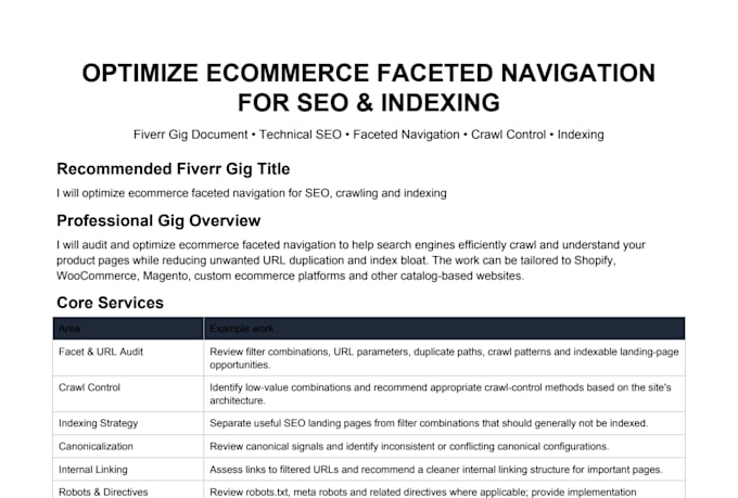 optimize ecommerce faceted navigation for SEO and indexing