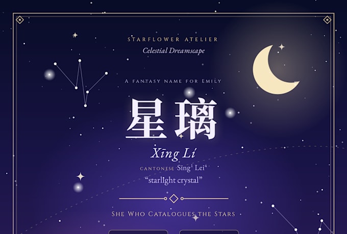 create your chinese fantasy name with meaning story
