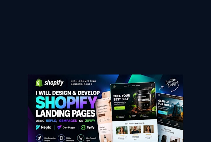 build replo, gempages, zipify, shopify, landing page