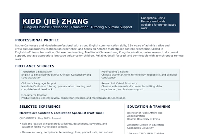 translate and proofread english and chinese content