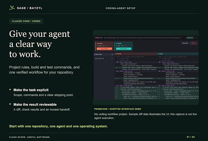 set up claude code or codex with repo rules and tested workflows