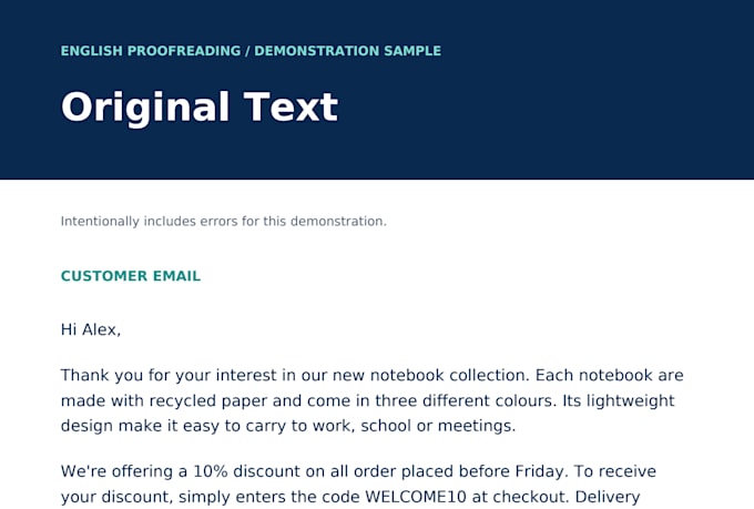 proofread and correct your short english text
