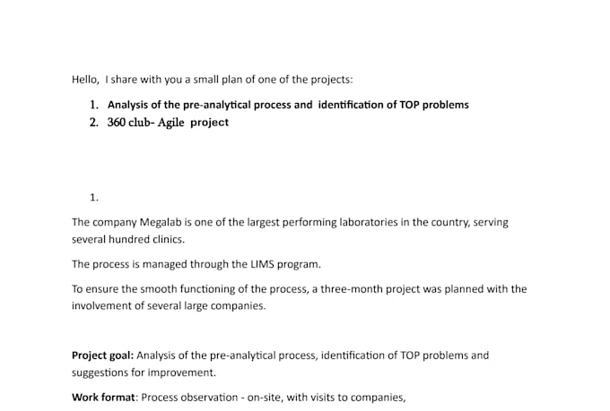 do project planning, coordination and  sops writing