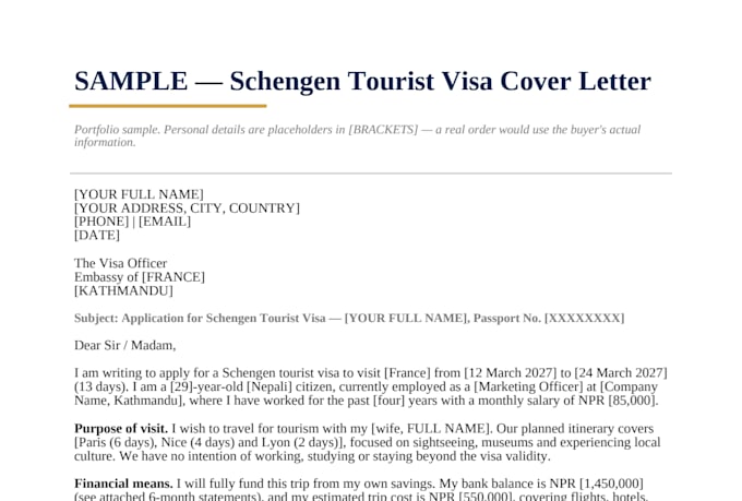 write your tourist visa cover letter and document checklist