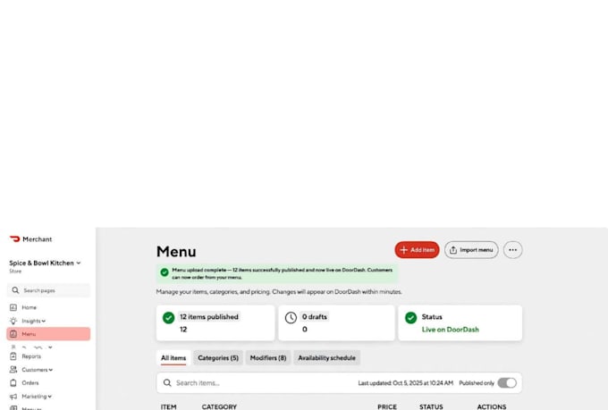 do restaurant menu data entry