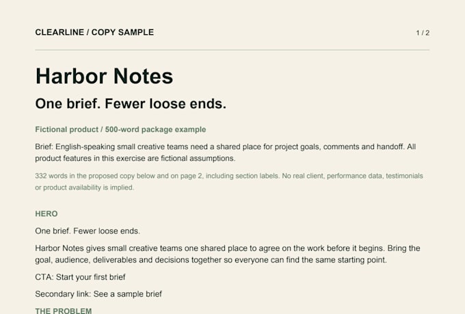 write clear landing page copy from your product brief