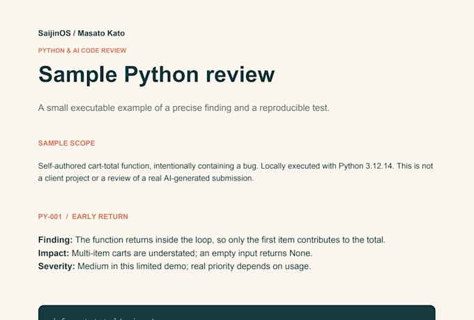 test and review your ai generated python code