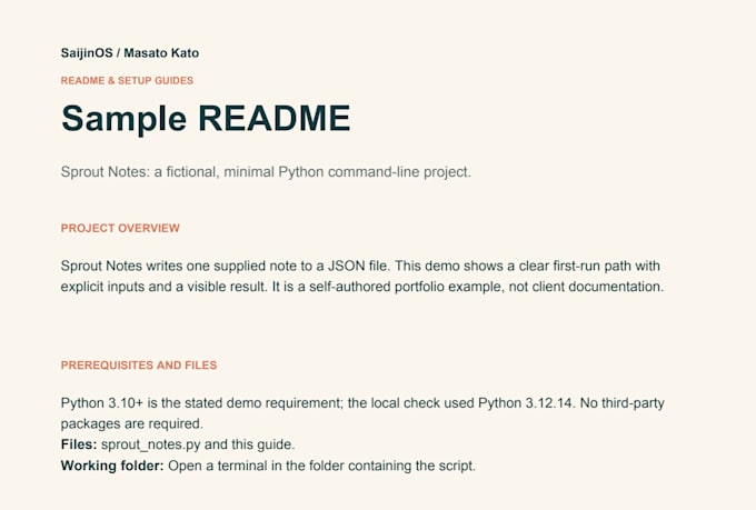 write a clear readme and setup guide for your project