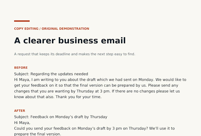 proofread and edit your business emails and website copy