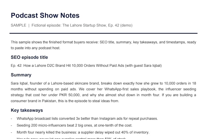 write SEO podcast show notes for your episodes