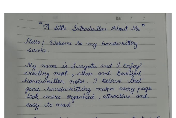 neatly handwrite notes, assignments and documents
