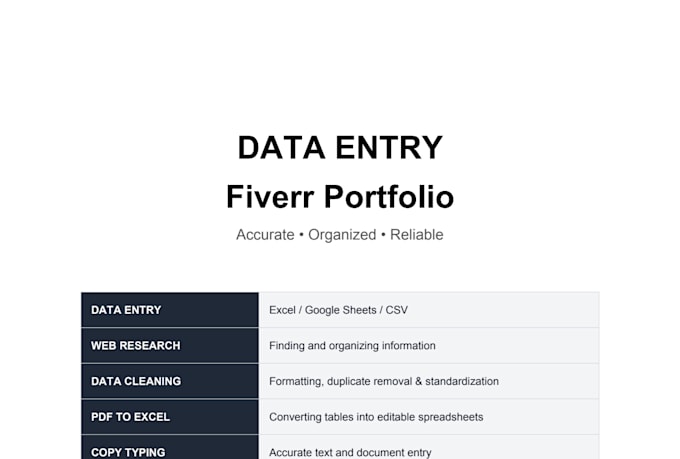 data entry and data cleaning, with accuracy and less time