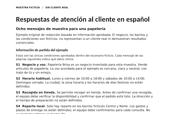 write spanish customer service reply templates for your business