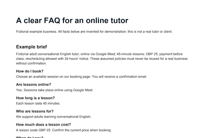 write ten customer faqs for your small business website