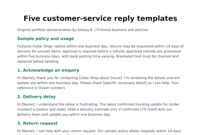 write customer service scripts and reply templates