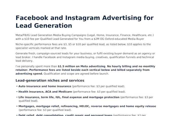 run meta lead generation ads with a fee per qualified lead