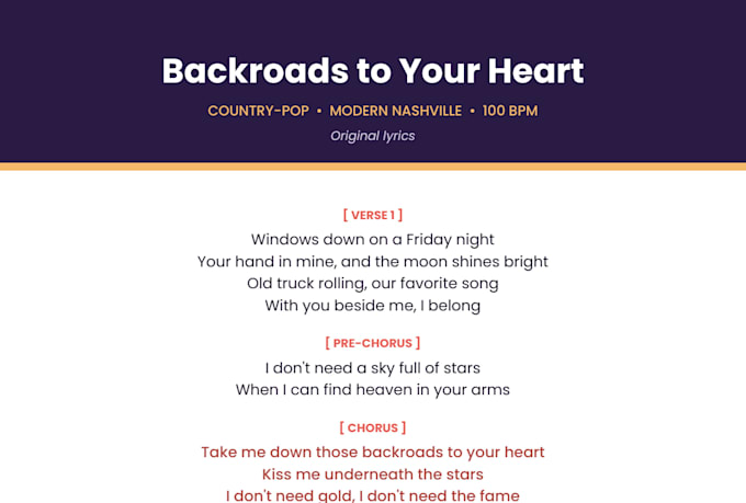 write catchy country pop chorus lyrics and hooks